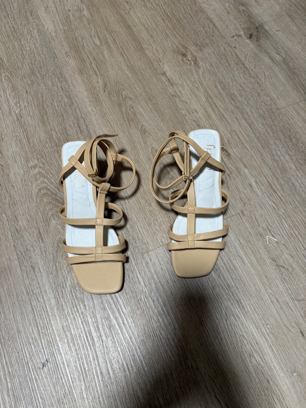 Franco Sarto Nude Strappy Lace-Up Sandals